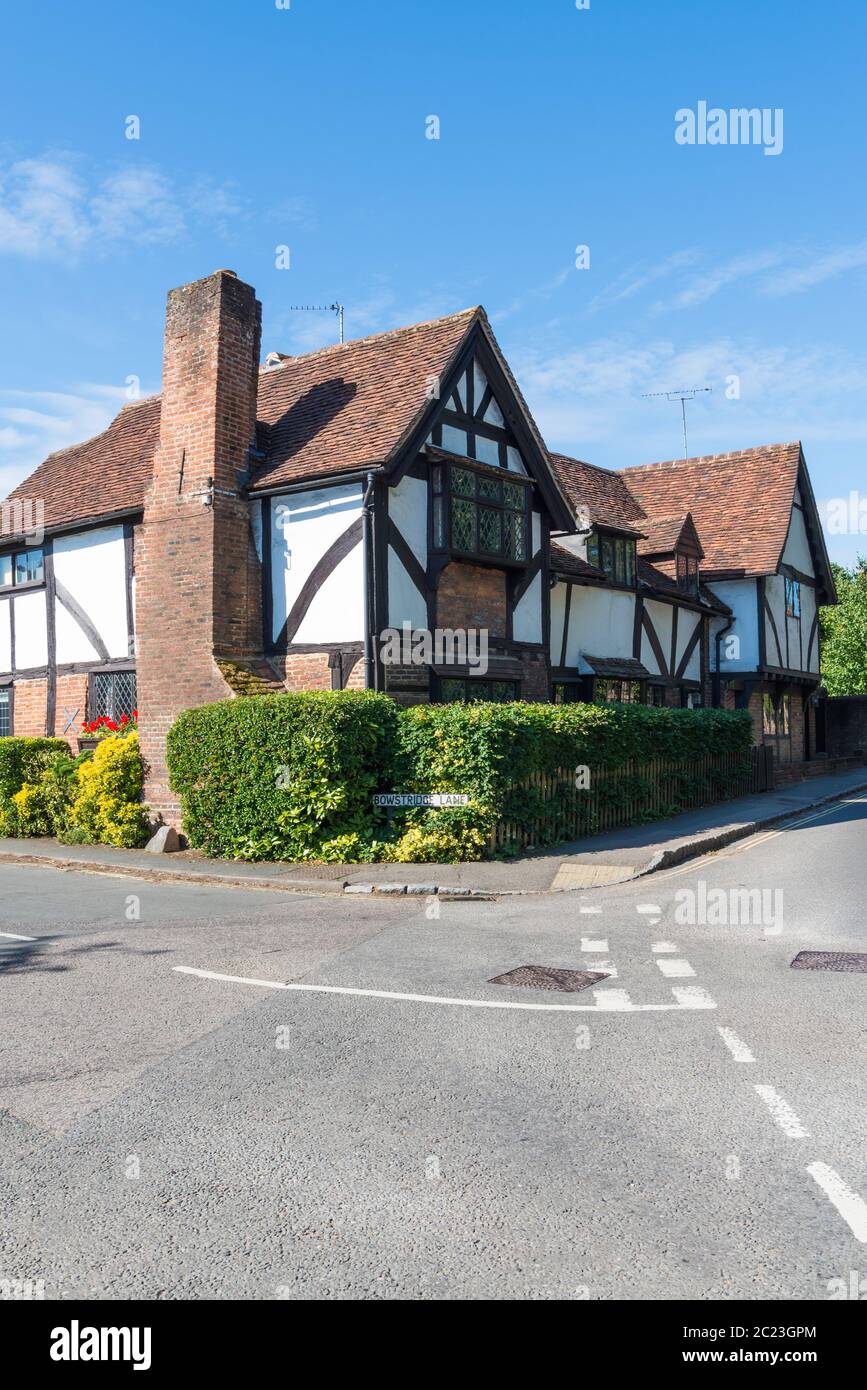 Attractive old timber framed Tudor style house on the corner of