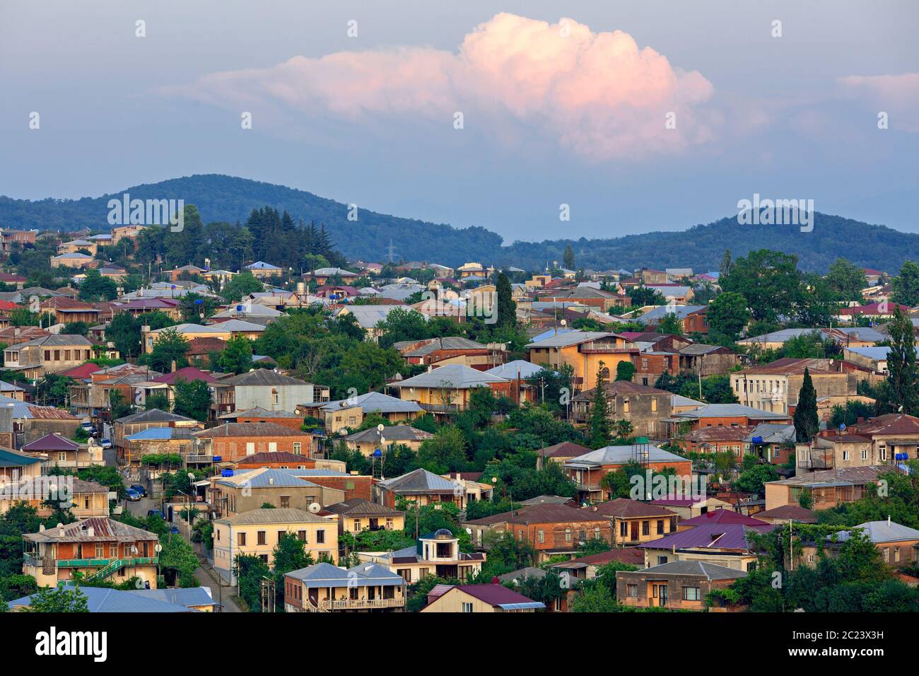 Colorful houses at the sunset in Kutaisi, Stock Photo Alamy