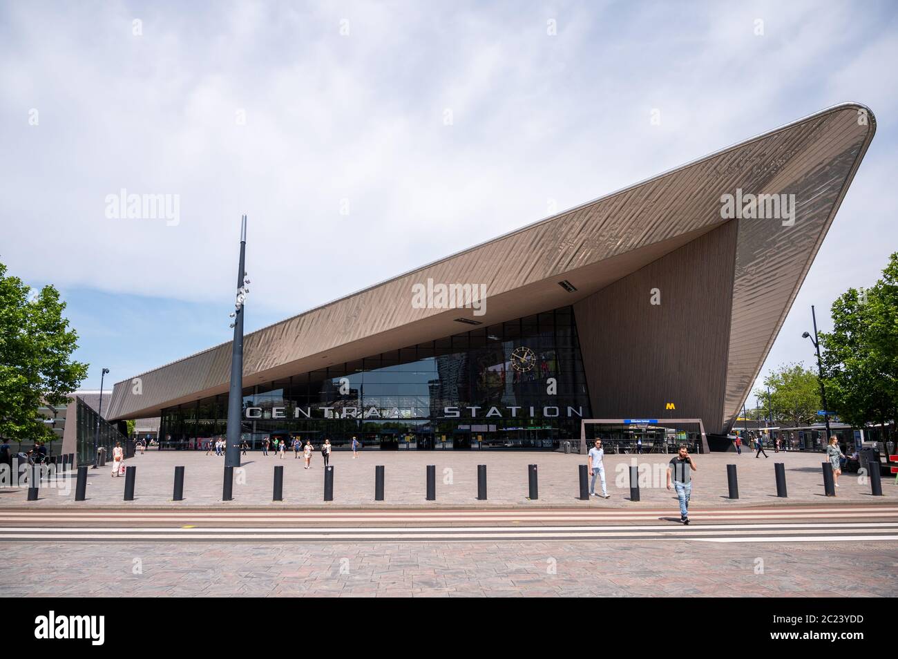 Main entrance of Rotterdam Central train station in the Netherlands during COVID lockdown Stock Photo