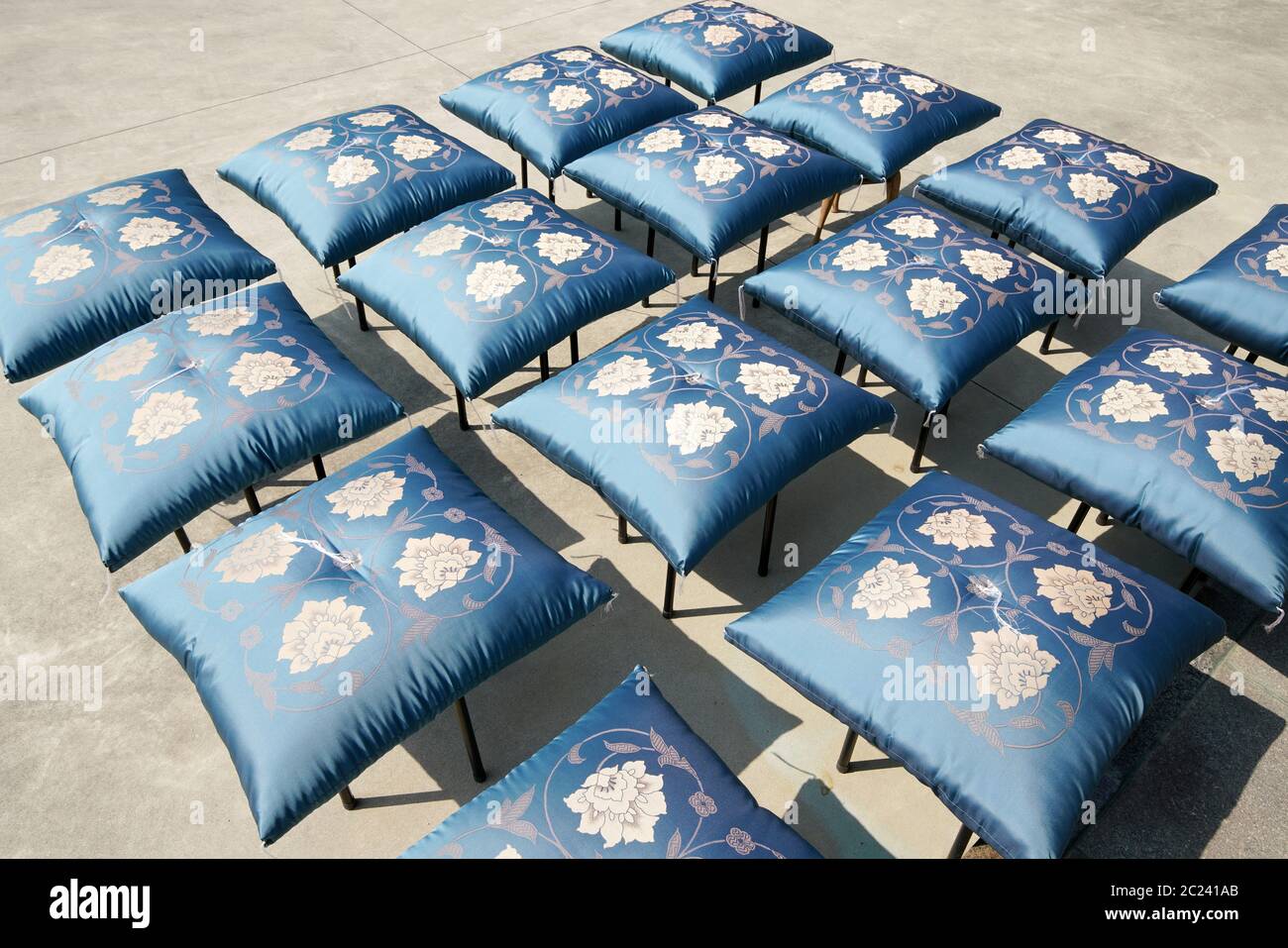Japanese traditonal floor cushion drying in the sun Stock Photo