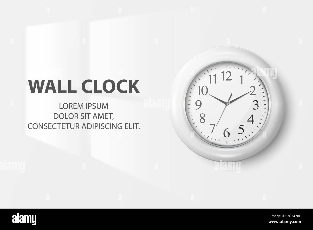 Vector 3d Realistic Simple Round White Wall Office Clock with White ...
