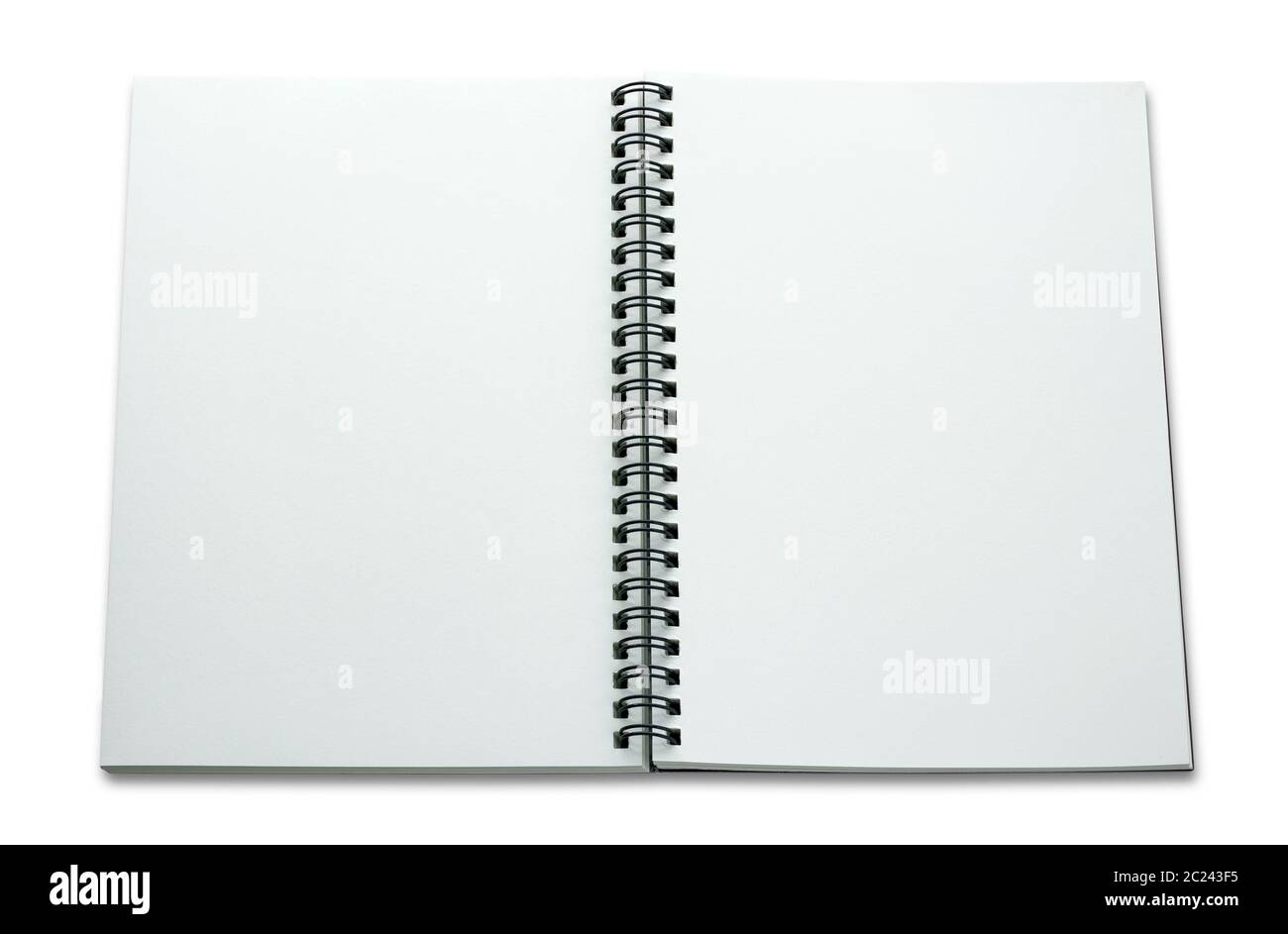 open spiral notebook isolated on white background Stock Photo - Alamy