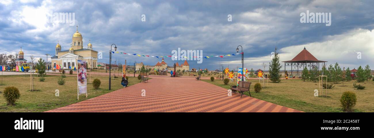 Bender, Moldova - 03.10.2019. Alexander Nevsky Park on the territory of the historical architectural complex of the ancient Ottoman Citadel in Bender, Stock Photo