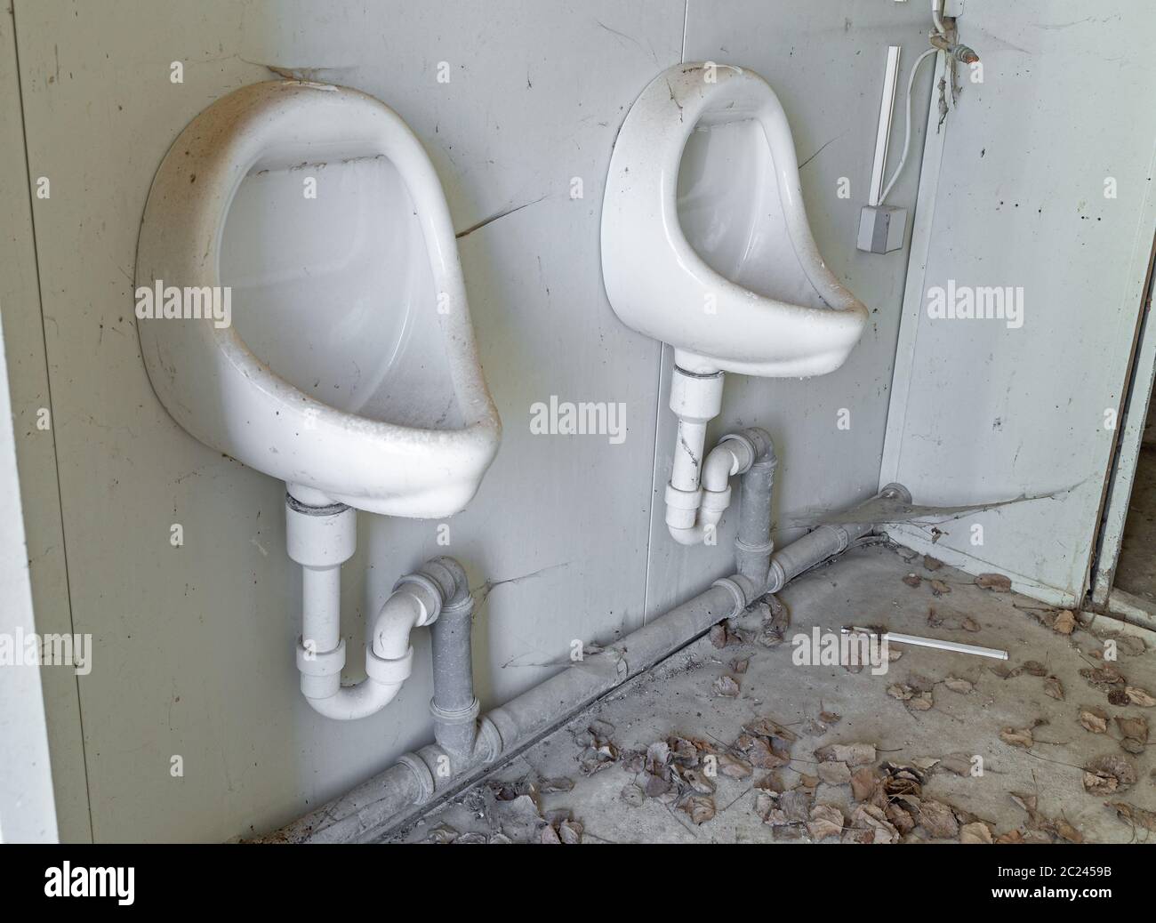 Looking into a scrapped toilet cart Stock Photo