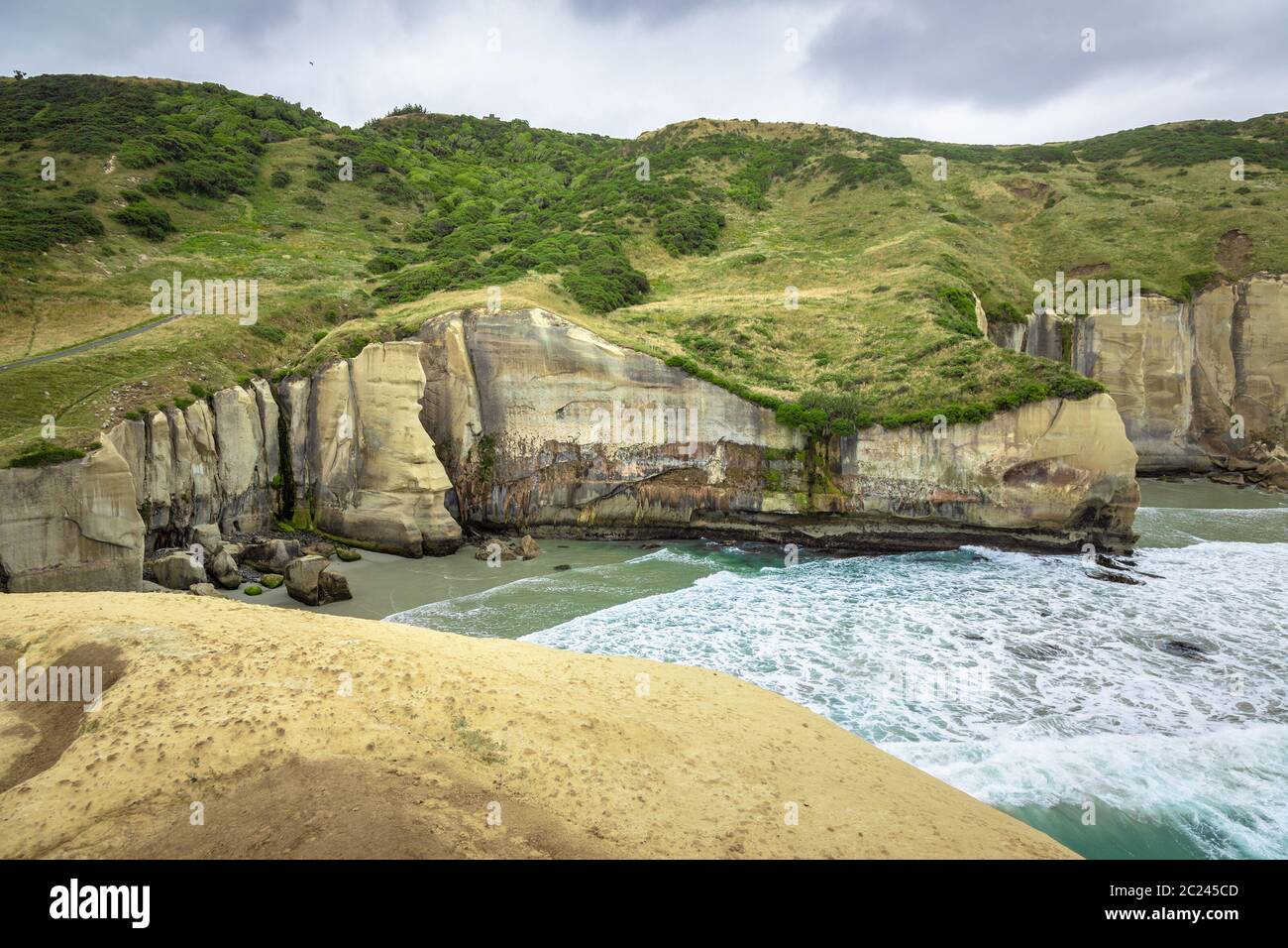 Tunnel Beach New Zealand Stock Photo Alamy