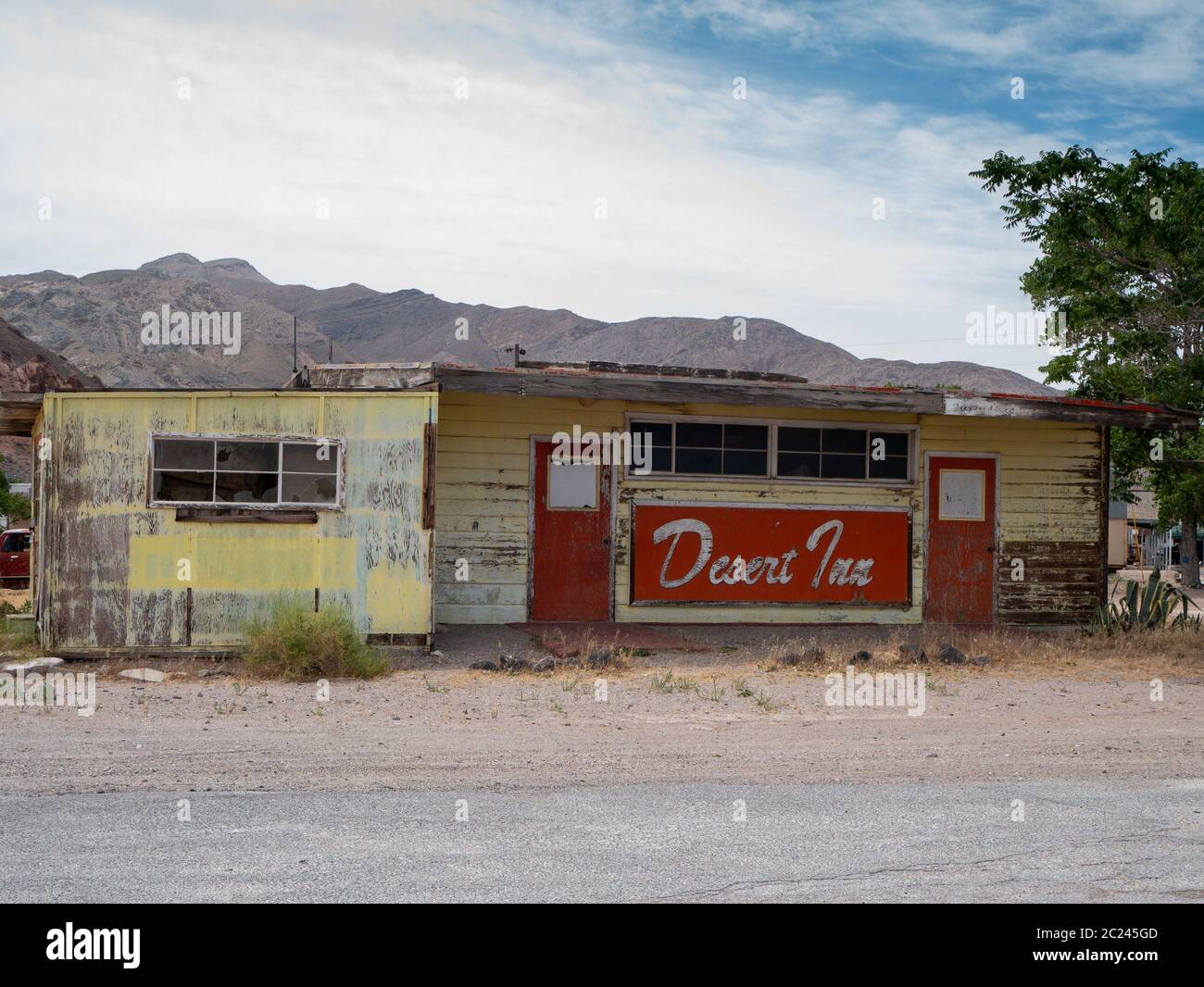 Beatty, Nevada, 13 June 2020 Historic Desert Inn near US Highway 95