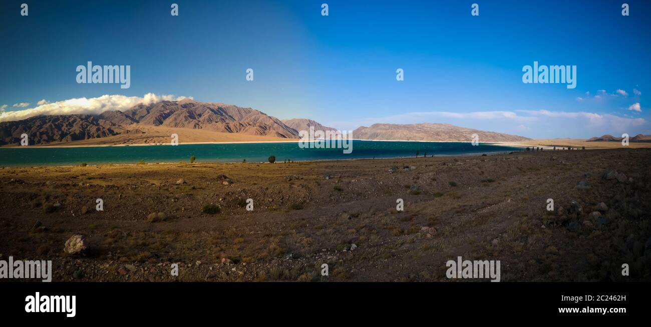 Panoramic view to Orto-Tokoy Reservoir at Chu river in Naryn, Kyrgyzstan Stock Photo