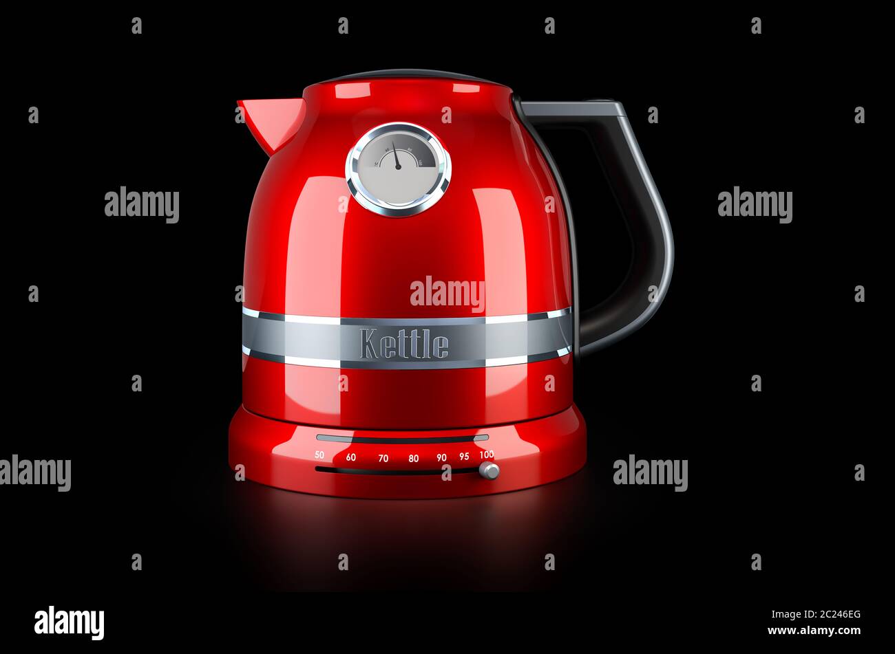 Red Stainless Electric Tea Kettle Retro Design On Black Background 3d Rendering Stock Photo Alamy