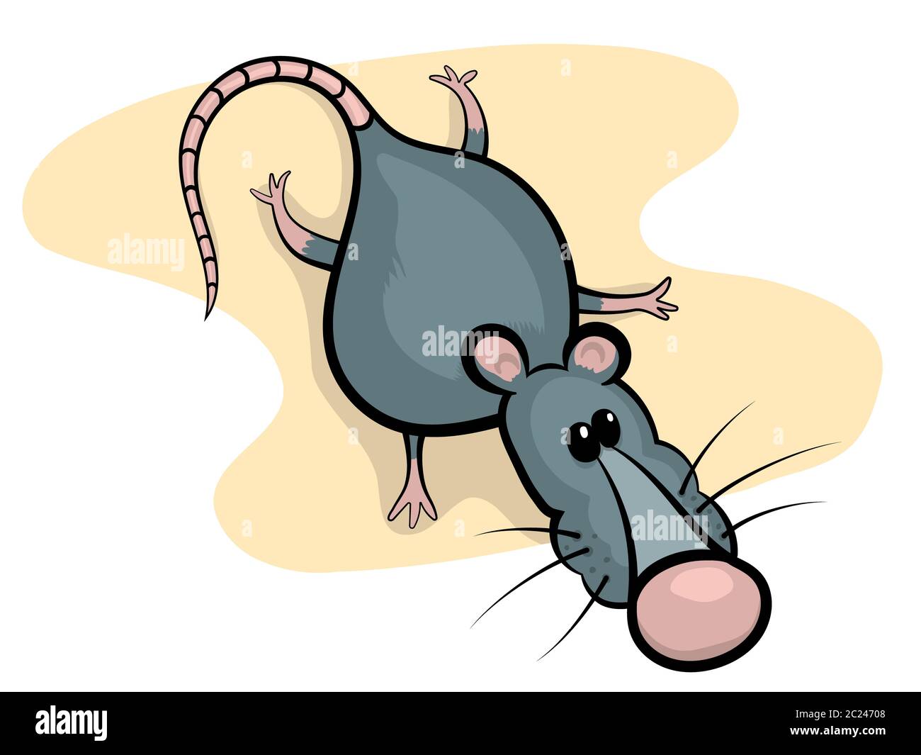 Gray rat with pink nose cartoon character vector illustration Stock Photo