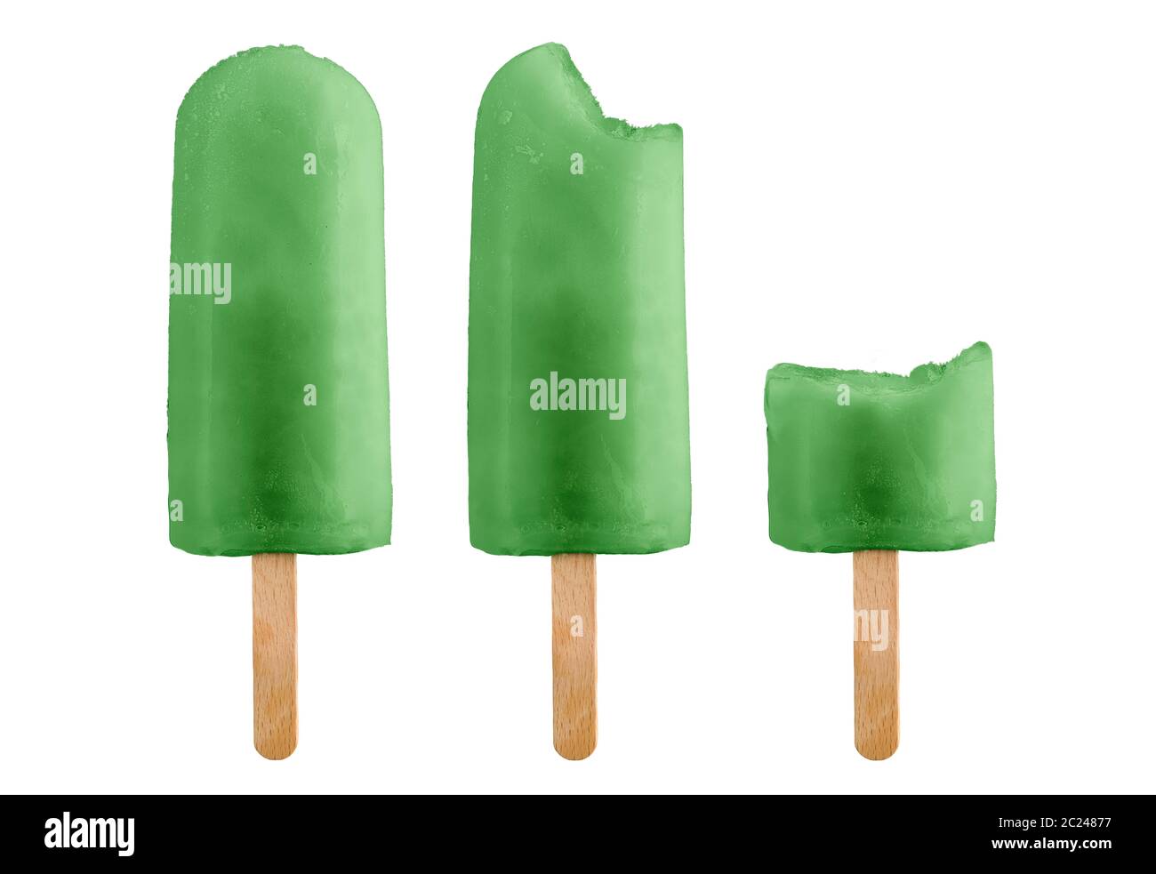 mint bitten ice lolly, isolated on white background Stock Photo