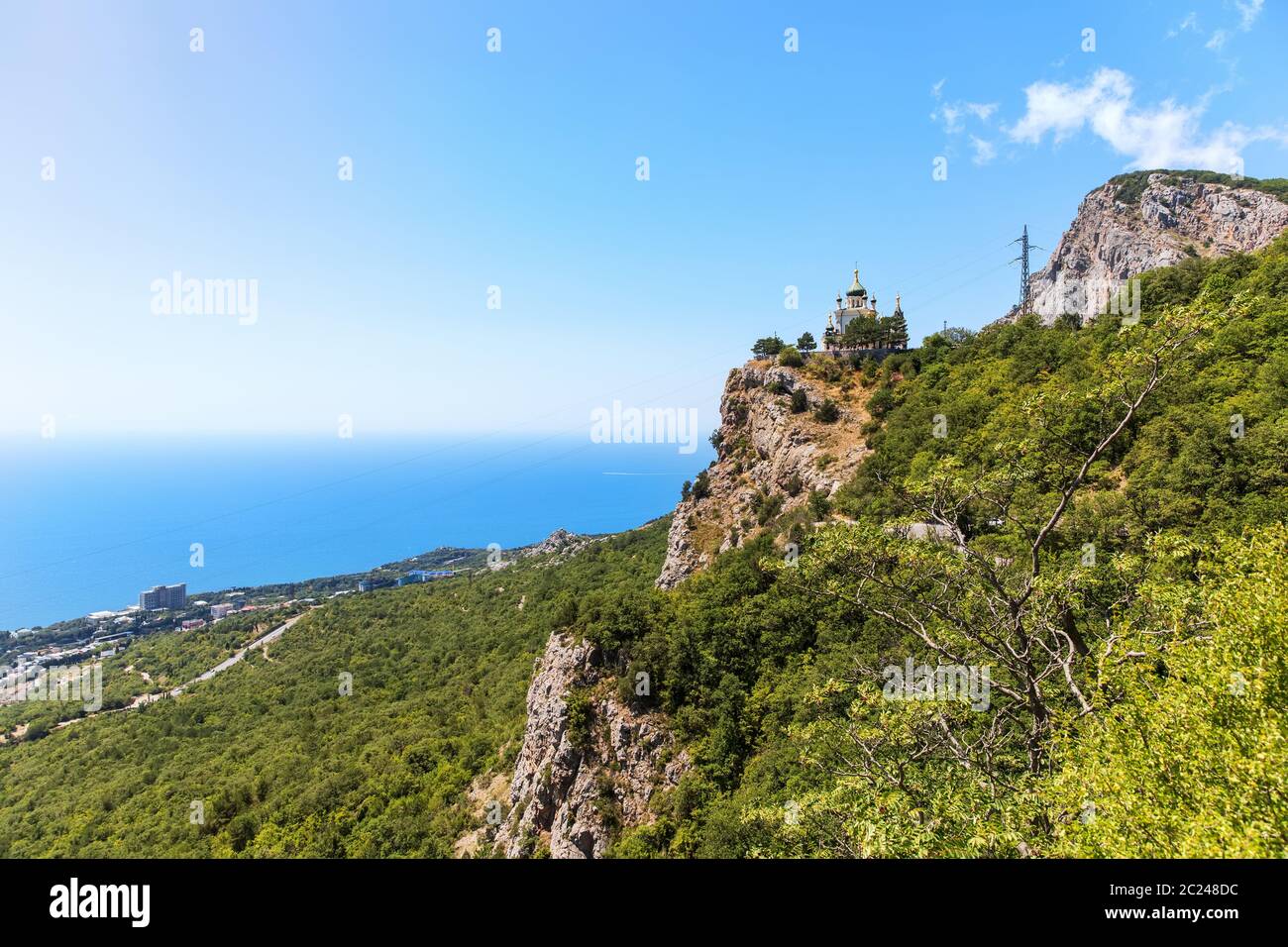 View on Foros town and the Church of Christ's Resurrection, Crimea, Ukraine. Stock Photo