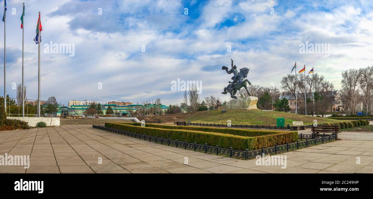 Tiraspol, Moldova - 03.10.2019. Equestrian statue to the russian ...