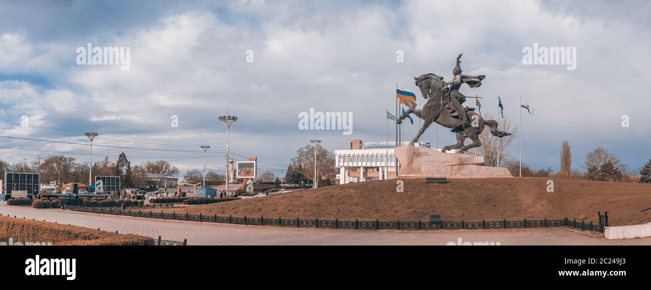 Tiraspol, Moldova - 03.10.2019. Equestrian statue to the russian ...