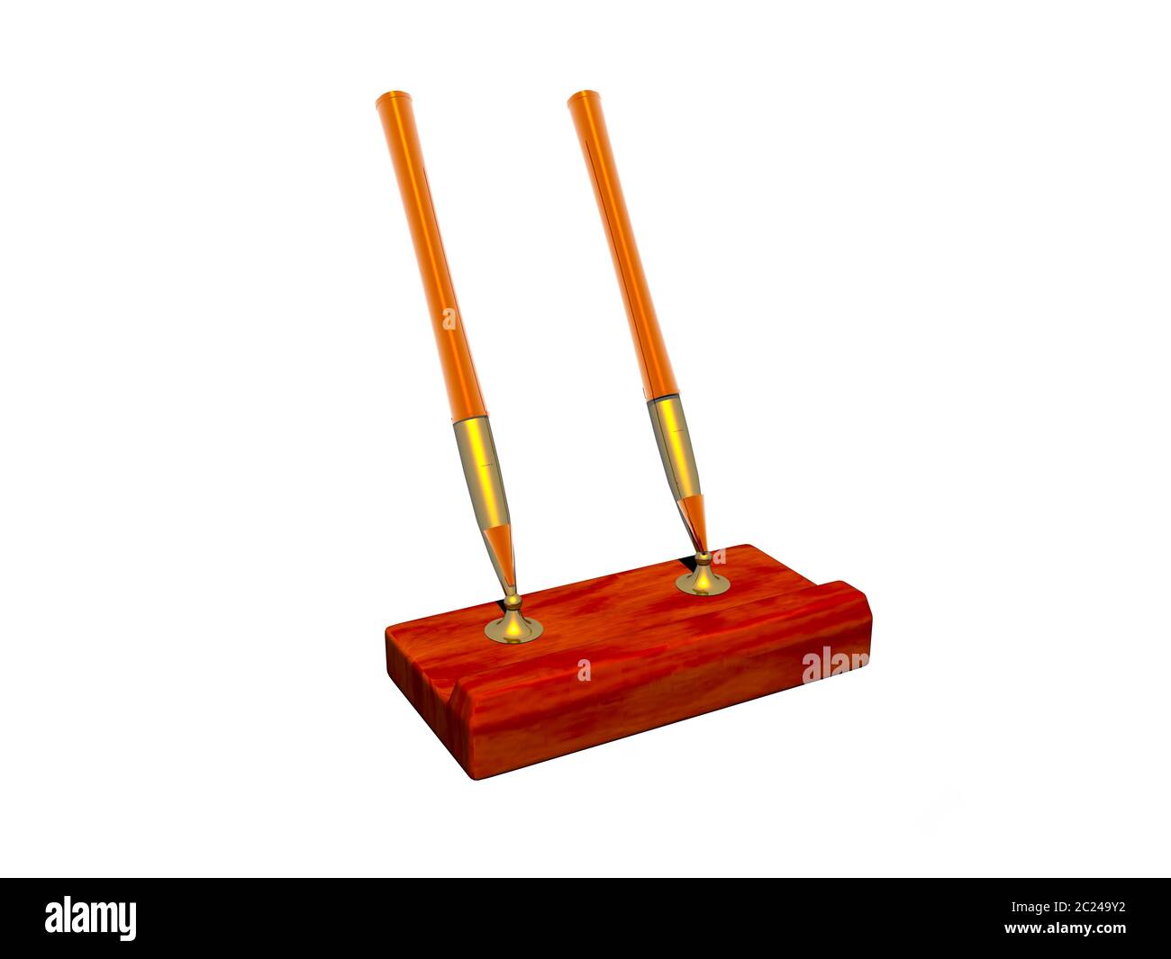 Elegant writing set with fountain pen on desk 3D rendering Stock Photo