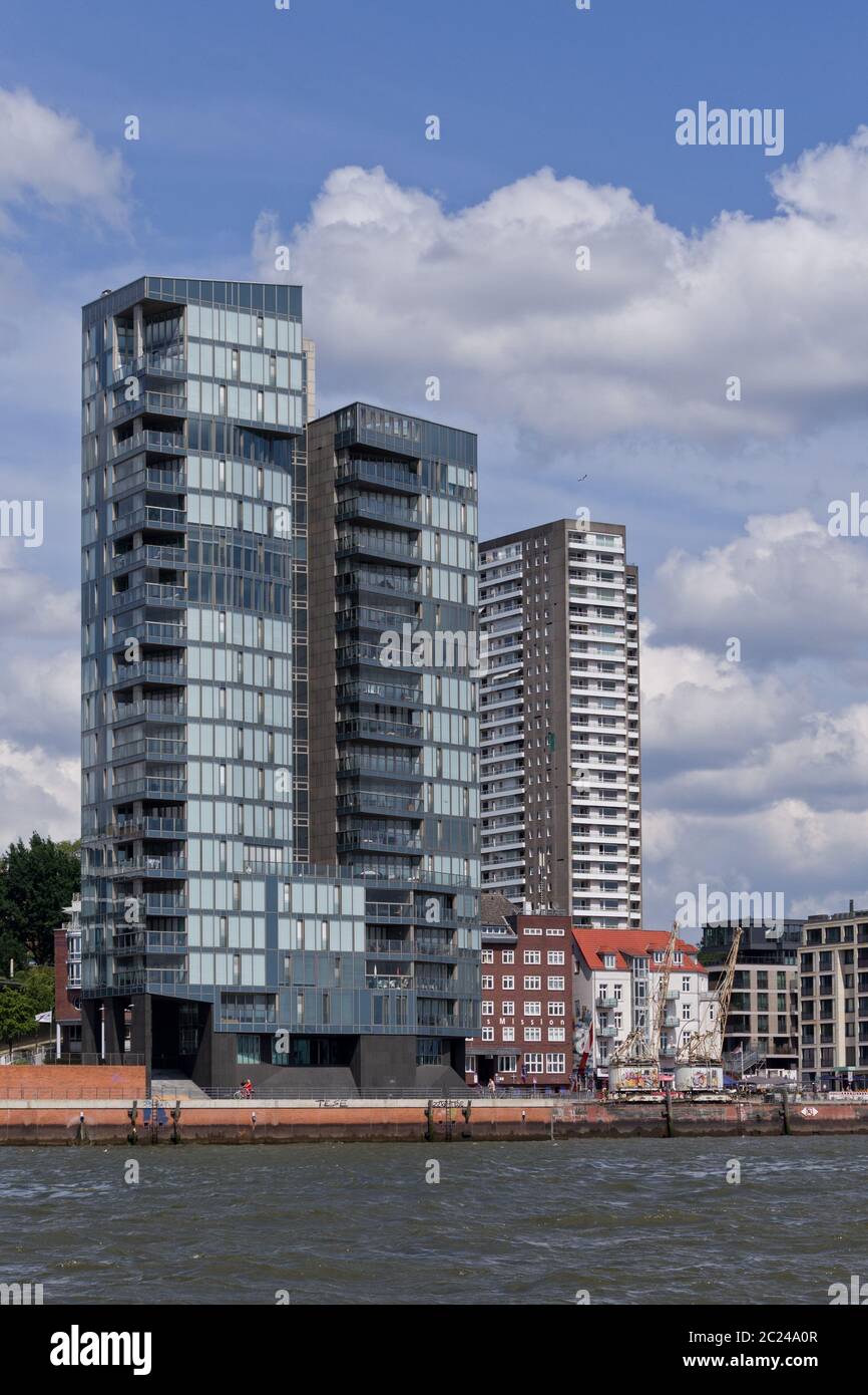 Living in high-rise in hamburg on the water Stock Photo