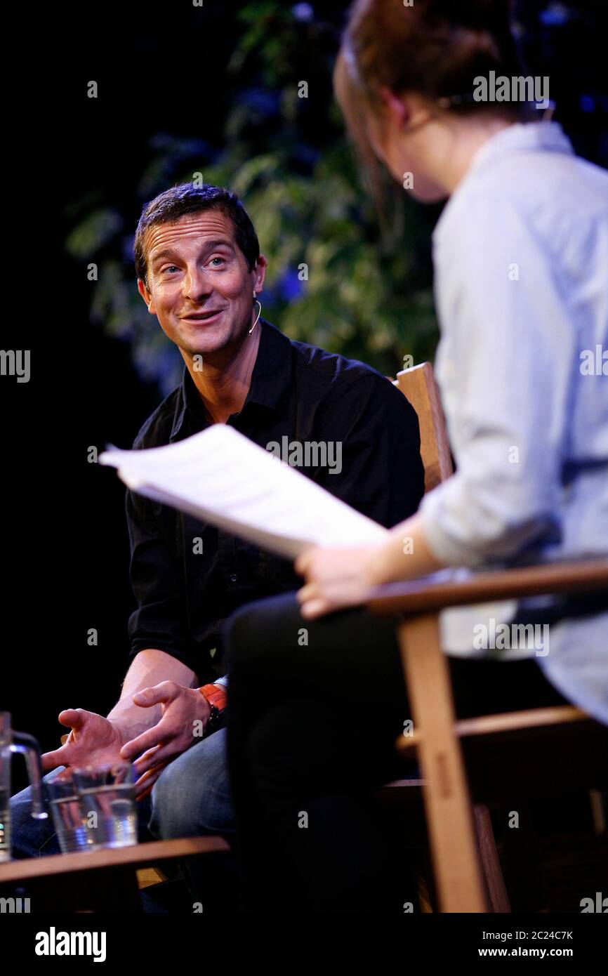 Bear Grylls adventurer speaking about his life & work at Hay Festival , Hay-On-Wye, Powys, Wales on the 31st of May 2014 ©PRWPhotography Stock Photo