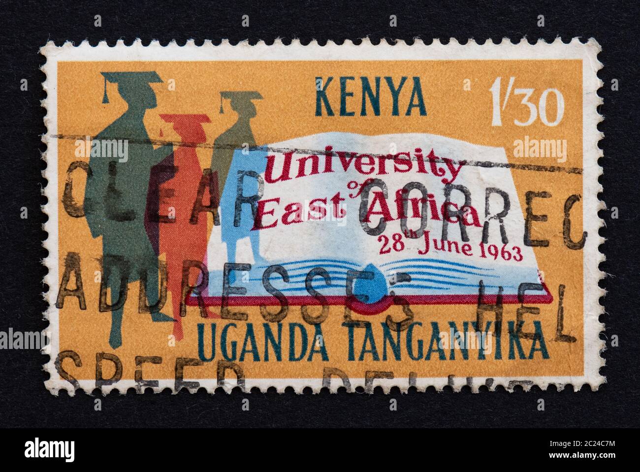 Founding of the University of East Africa 28 June 1963 stamp, Kenya, Uganda, Tanganyika Stock Photo