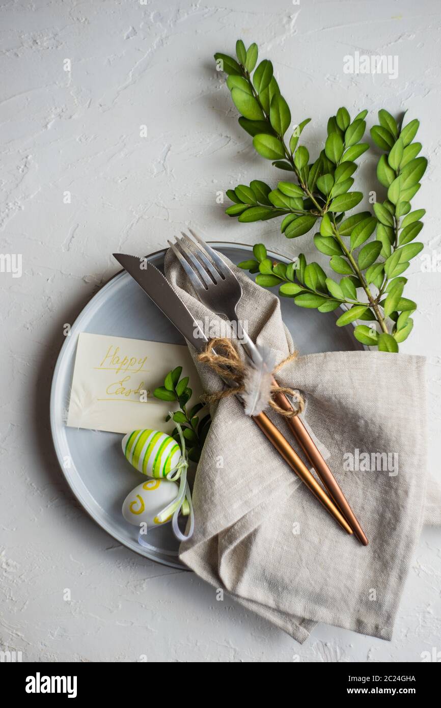 Easter table setting Stock Photo