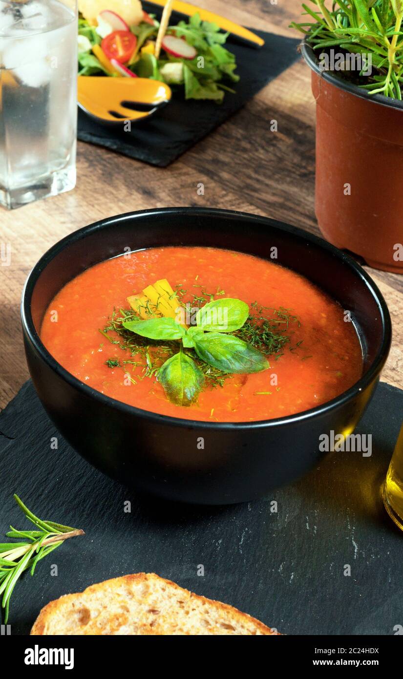 Traditional cold spanish tomato gazpacho soup Stock Photo - Alamy