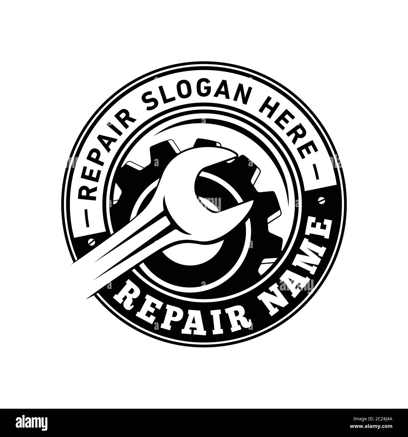 Repair logo design. Wrench and gear, repair, fix machine, maintenance ...