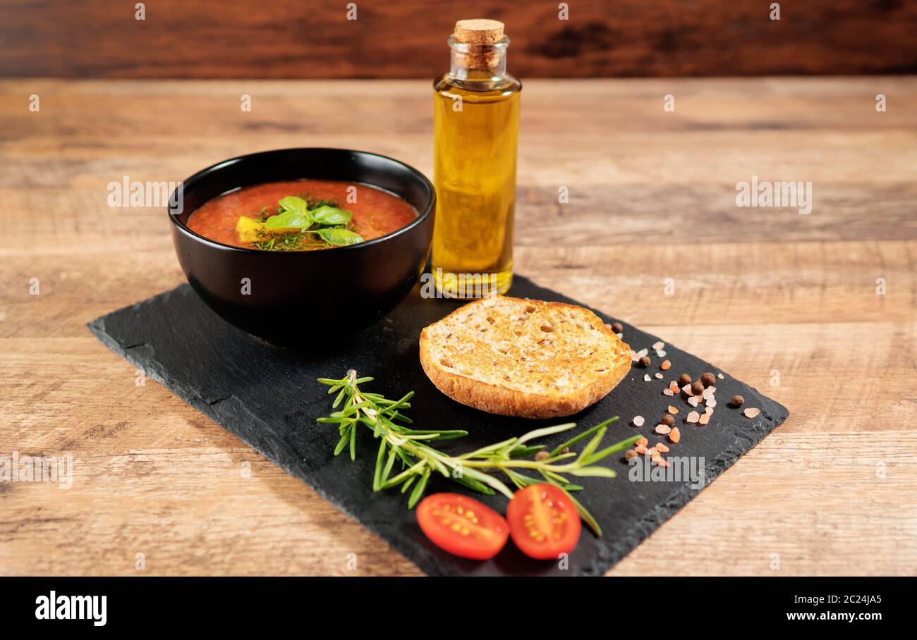 Traditional cold spanish tomato gazpacho soup Stock Photo - Alamy