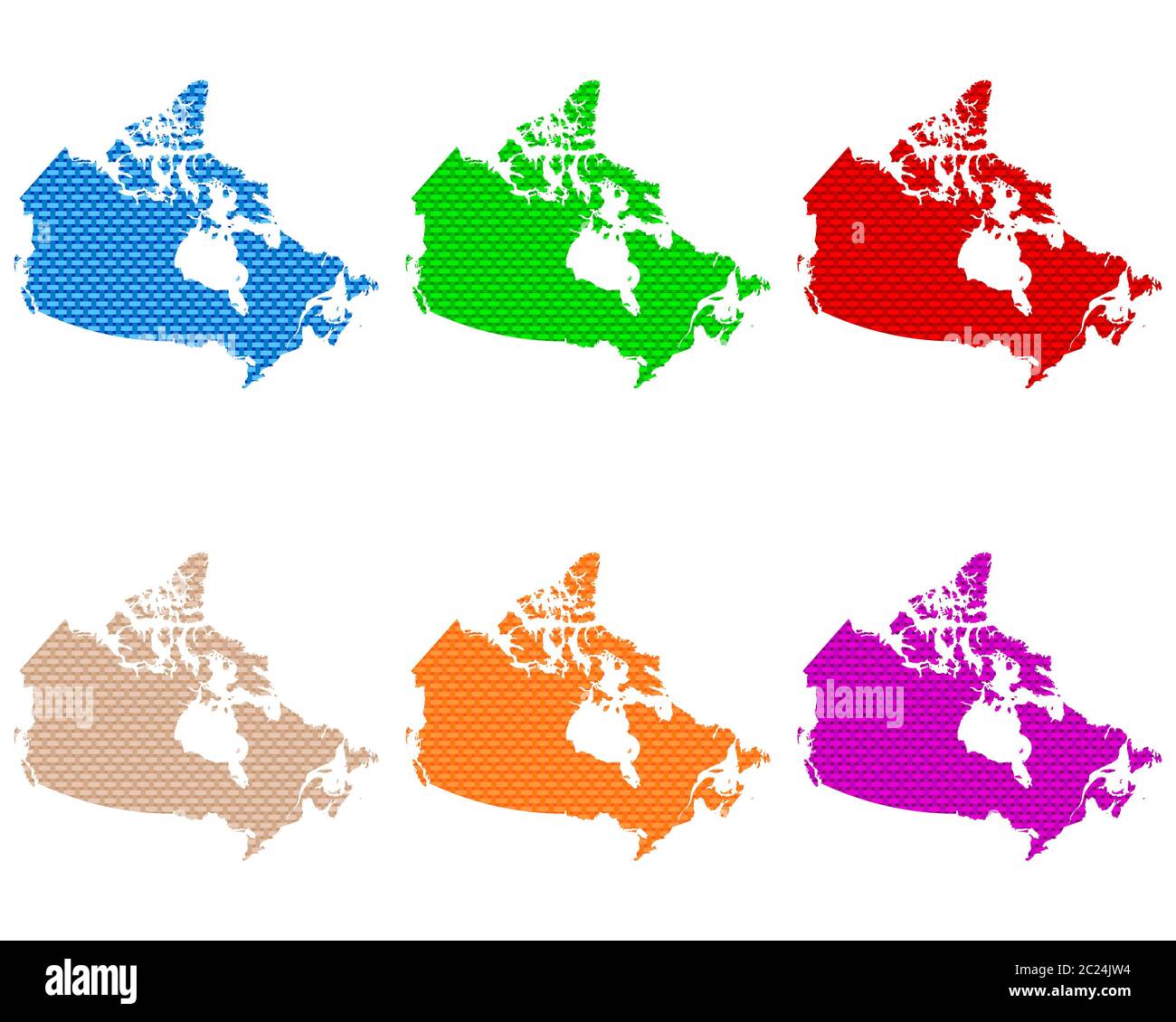 Karten von Kanada auf grobem Gewebe Stock Photo