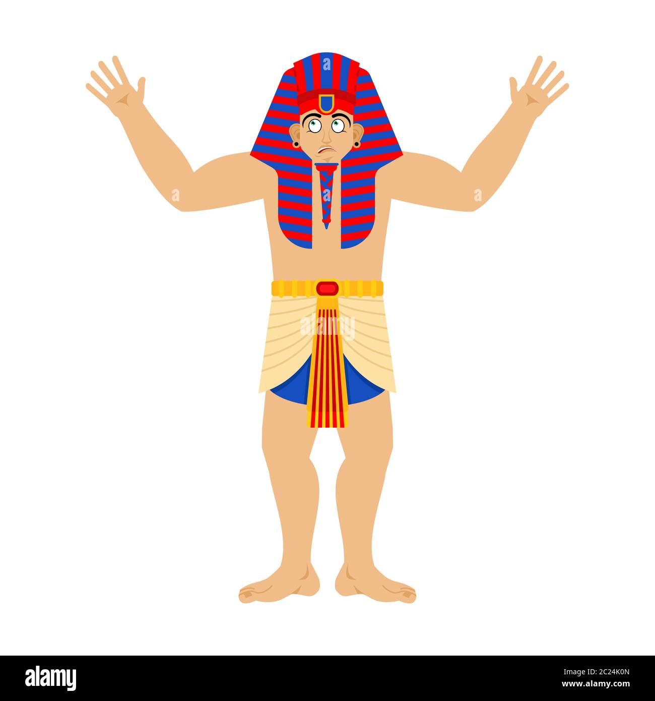 Pharaoh confused. Rulers of ancient Egypt perplexed. Vector