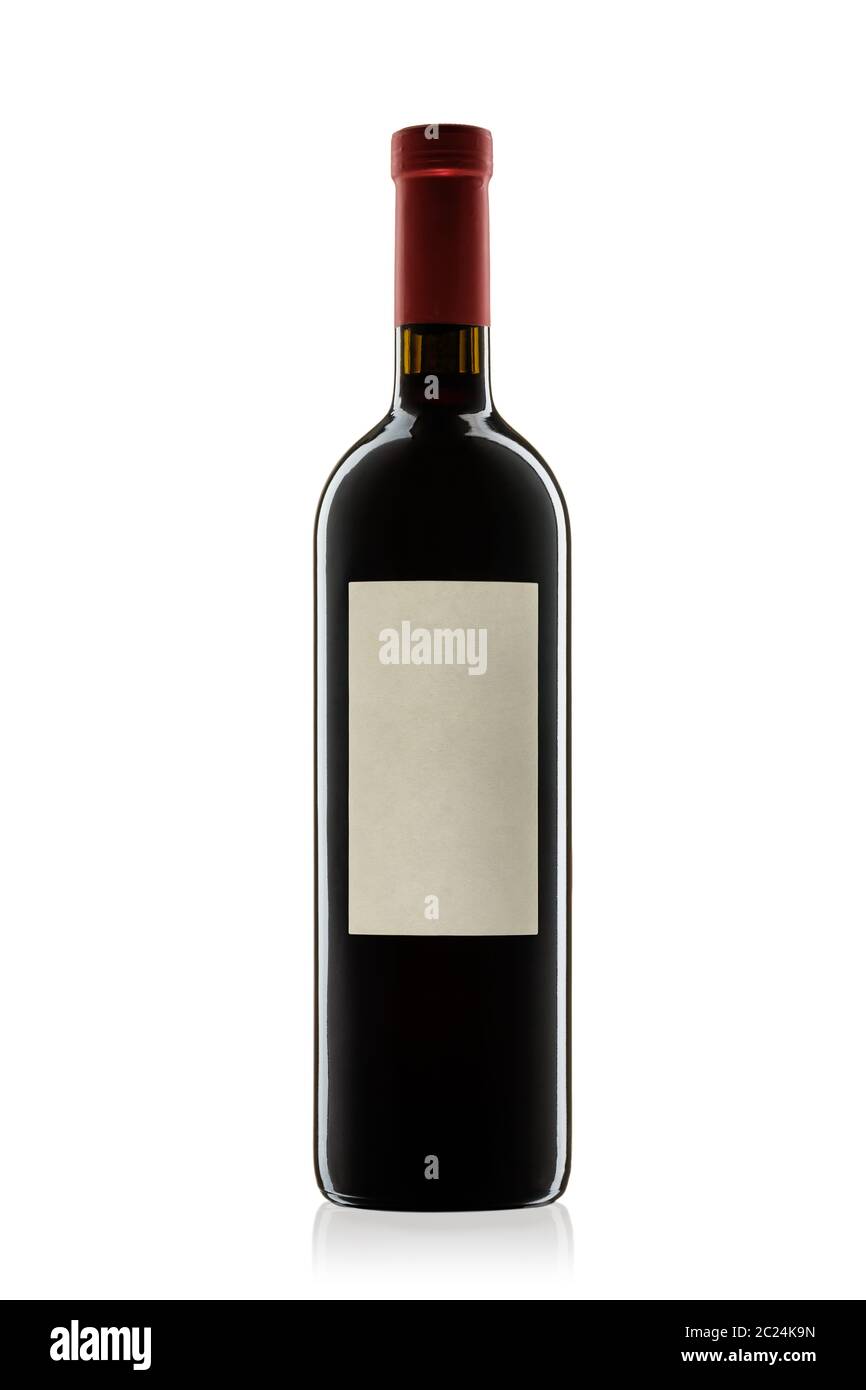 Bottle of red wine on white background Stock Photo Alamy