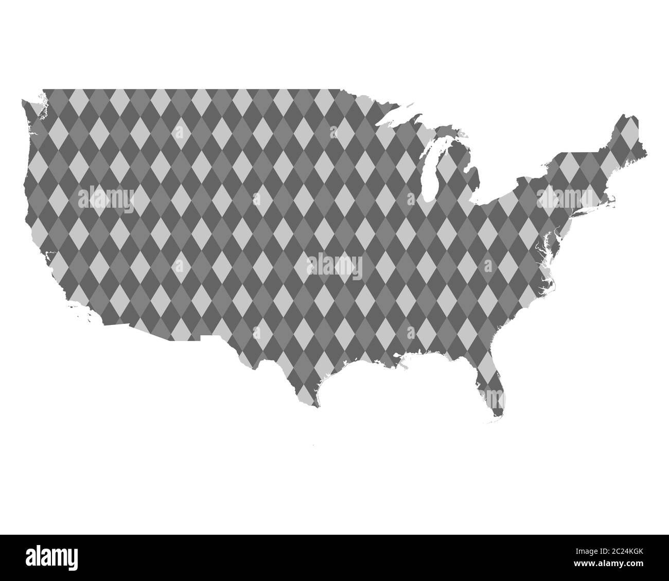 Karte der USA mit farbigen Rauten Stock Photo