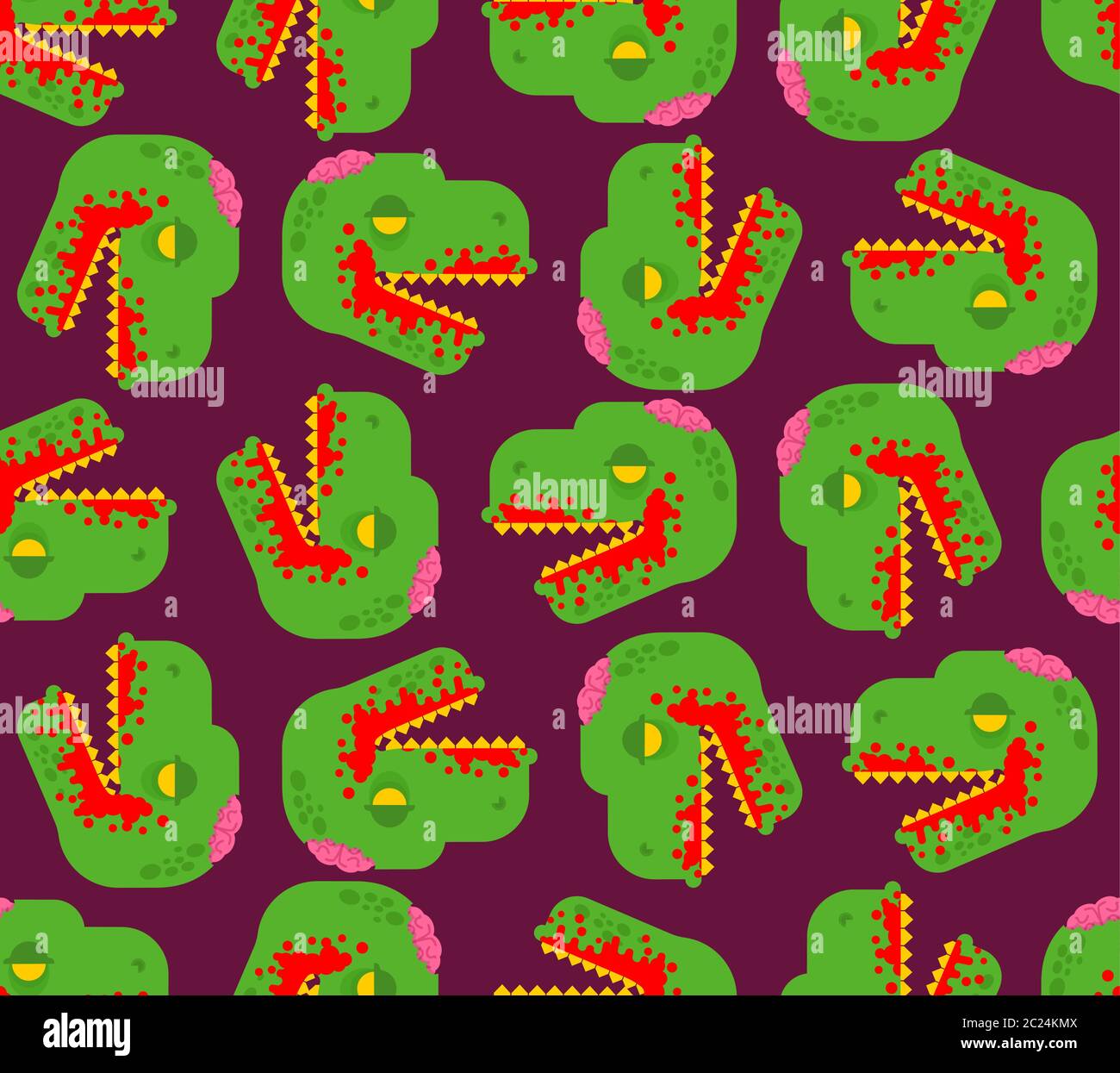 Zombie Dinosaur pattern seamless. Dino green monster background. vector texture Stock Vector