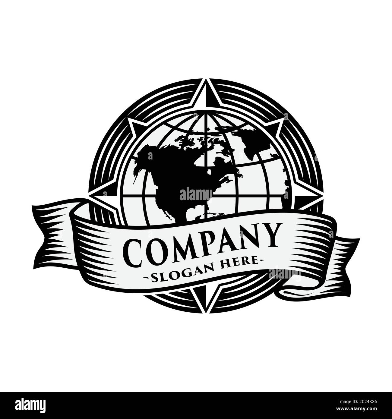 Globe Compass logo. Vector Illustration. Stock Vector