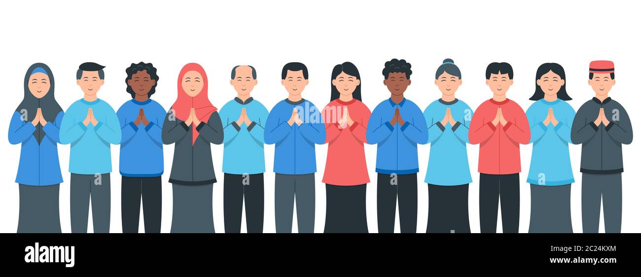 Diverse multiracial and multicultural group of people. Diverse groups of people. Society or population, social diversity. People smile together. Stock Vector