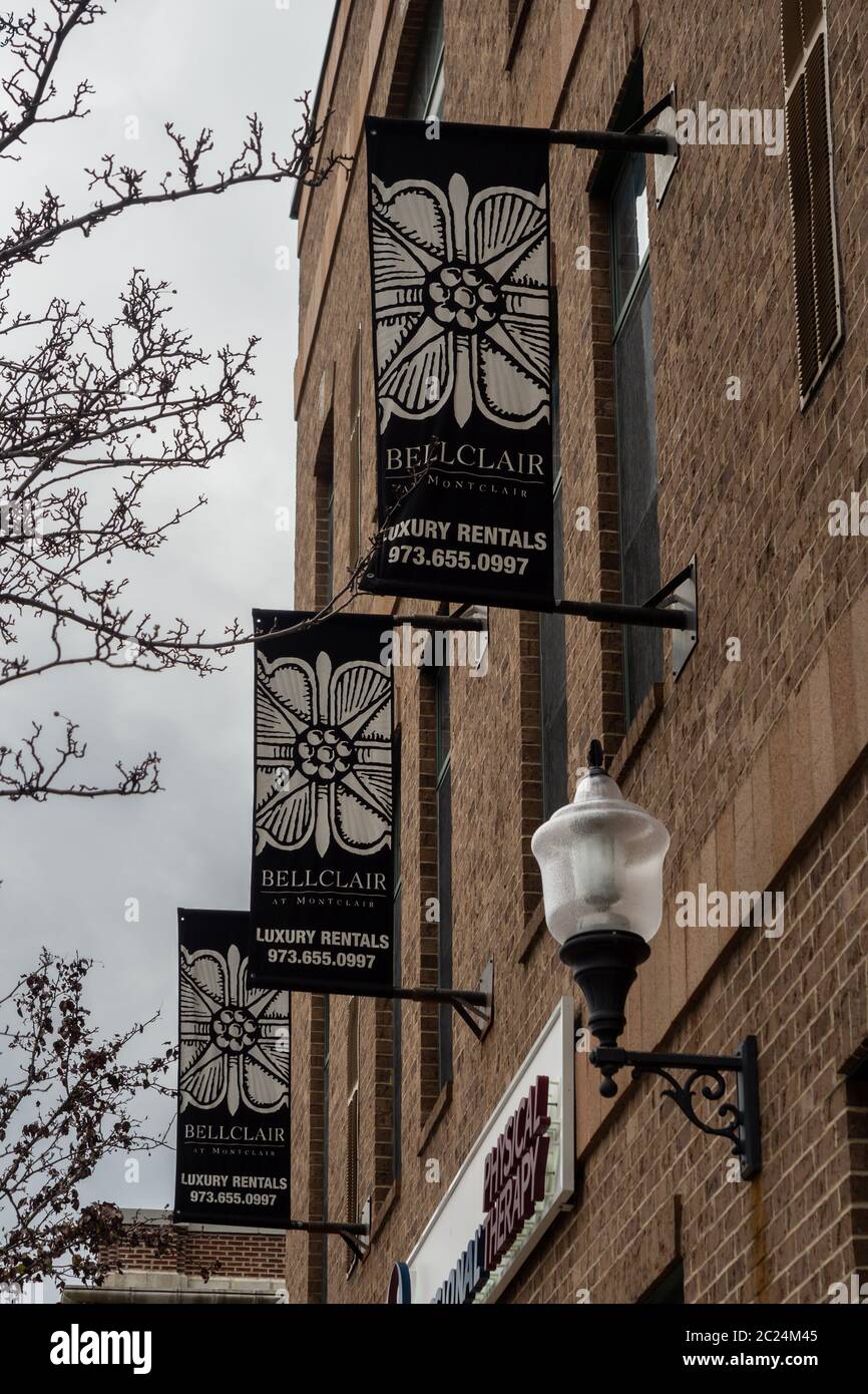 MONTCLAIR, NEW JERSEY, USA NOVEMBER 22, 2019 Signs outside Bellclair