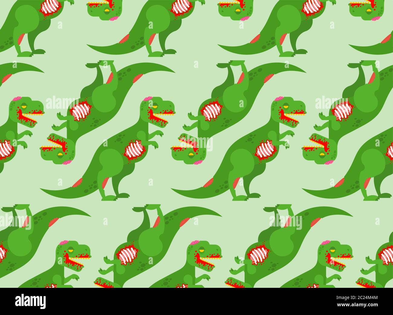 Zombie Dinosaur pattern seamless. Dino green monster background. vector texture Stock Vector