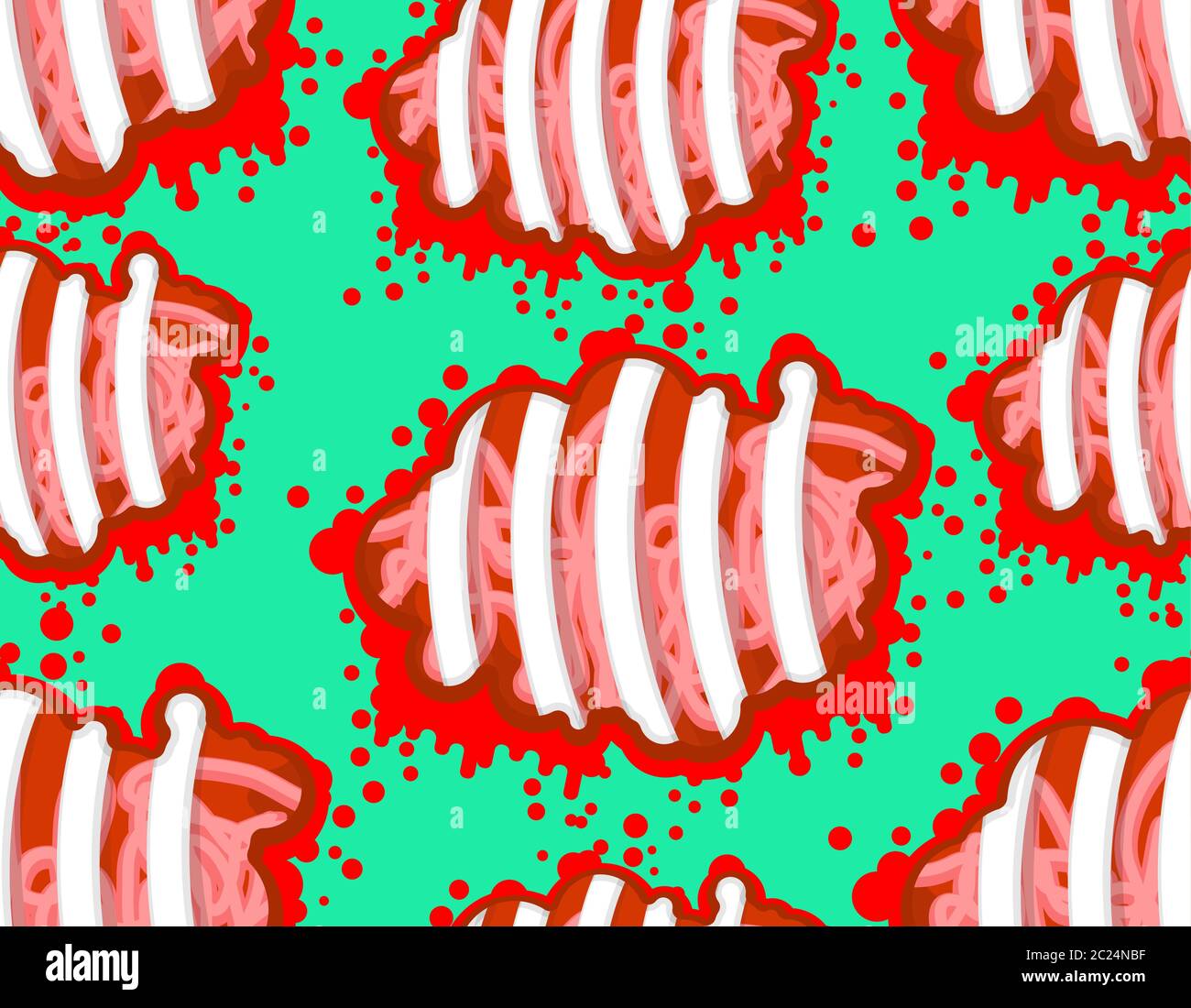 Zombie Corpse Rib Belly zombie pattern seamless. ribs and guts Internal organs of zombie ...