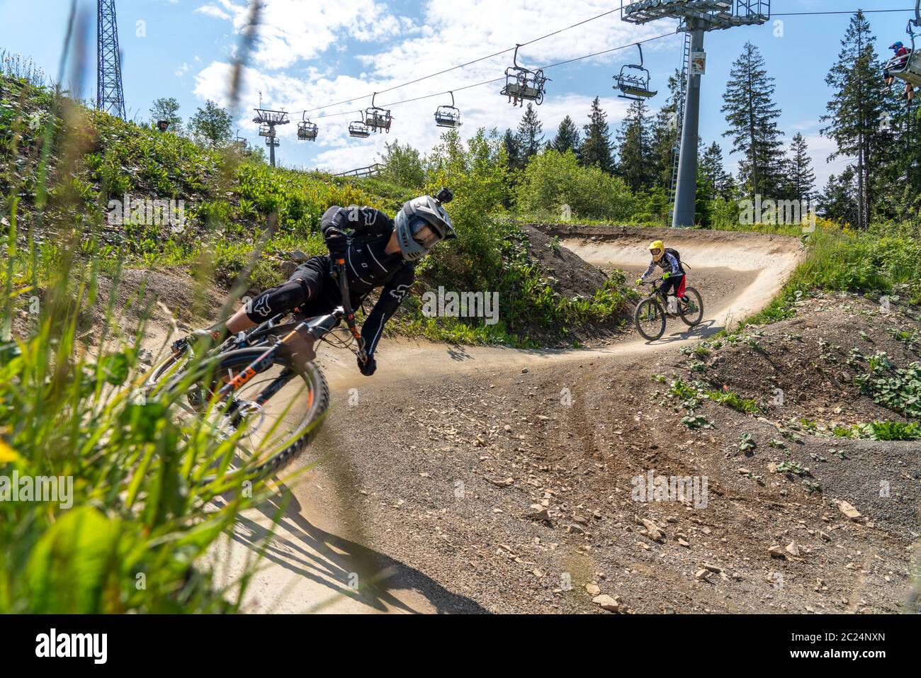 Bikepark Winterberg, on the mountain Kappe, 11 mountain bike downhill trails,  in all levels of difficulty, Sauerland, NRW, Germany Stock Photo - Alamy