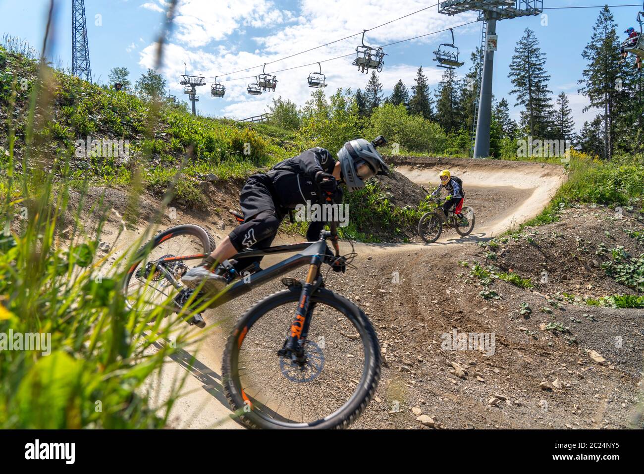 Bikepark Winterberg, on the mountain Kappe, 11 mountain bike downhill  trails, in all levels of difficulty, Sauerland, NRW, Germany Stock Photo -  Alamy
