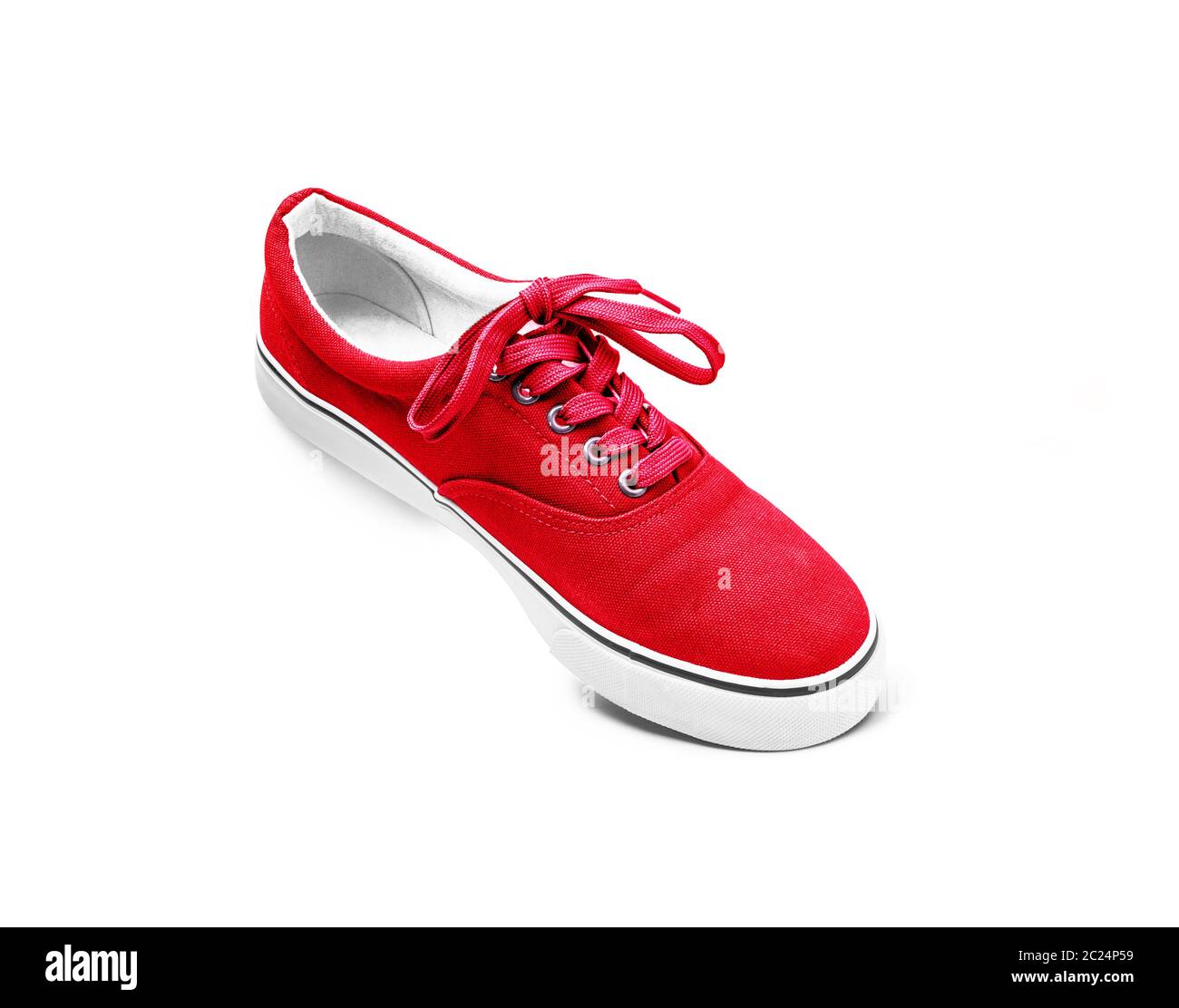 Red canvas shoes isolated on white background with clipping path Stock ...