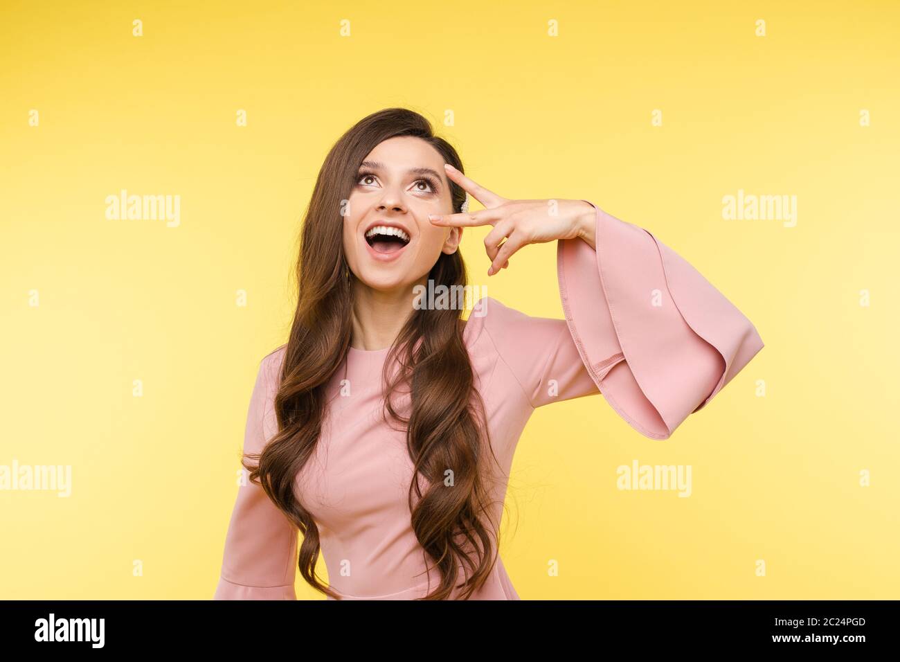 Slim girl in pink dress hi-res stock photography and images - Alamy