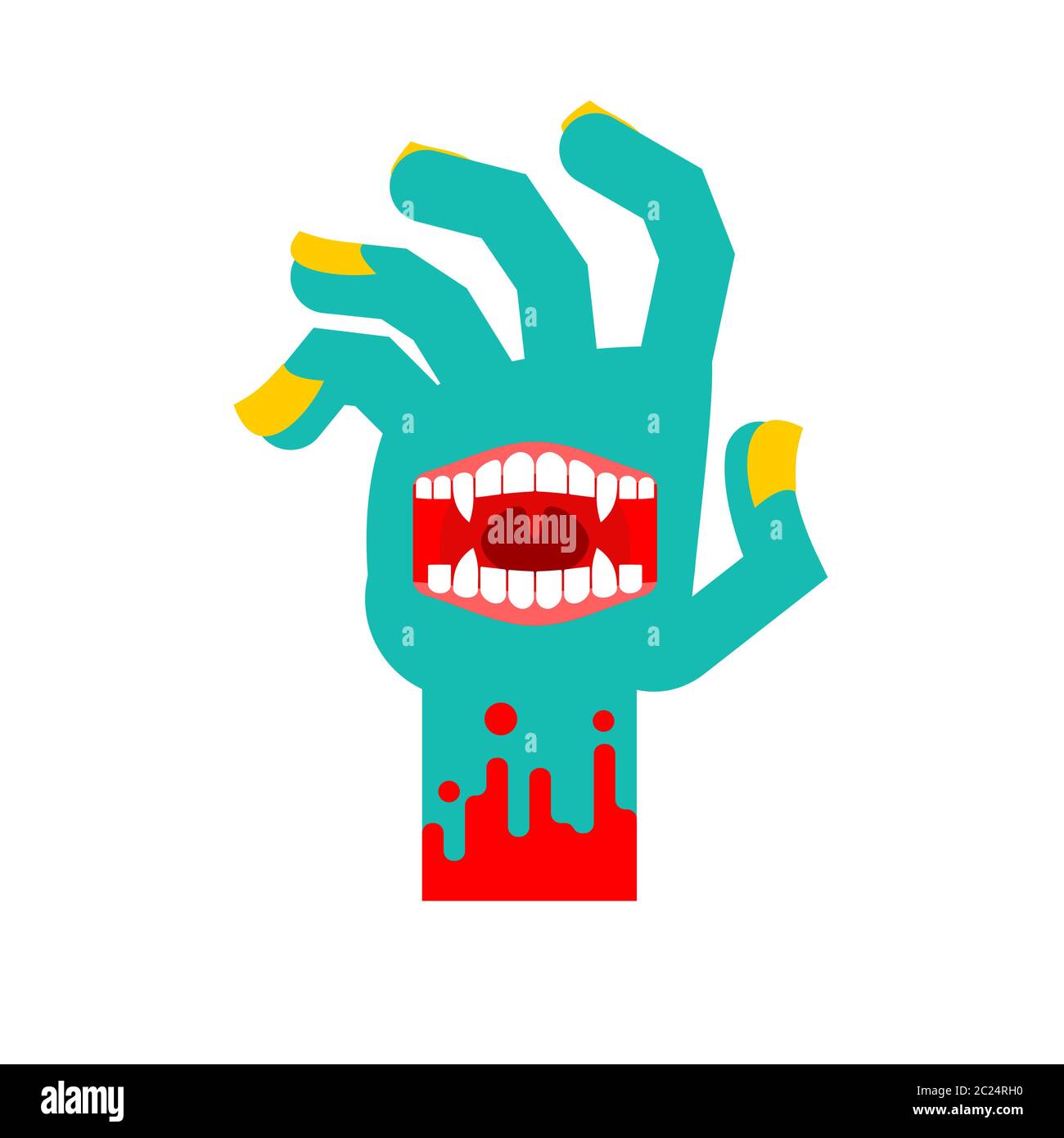 Zombie Hand with mouth isolated. mouth on palm vector illustration Stock Vector