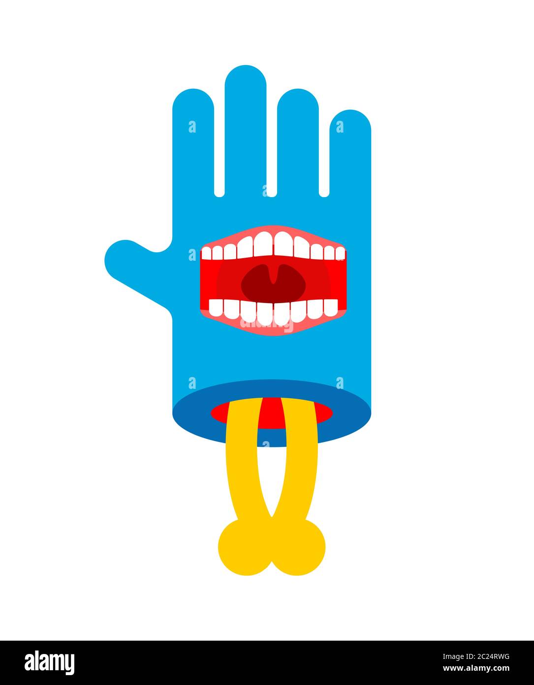 Zombie Hand with mouth isolated. mouth on palm vector illustration Stock Vector