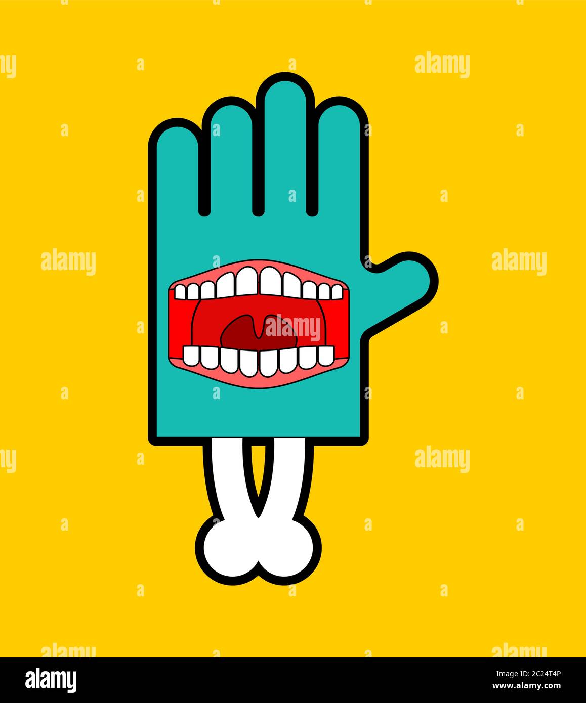 Zombie Hand with mouth isolated. mouth on palm vector illustration Stock Vector