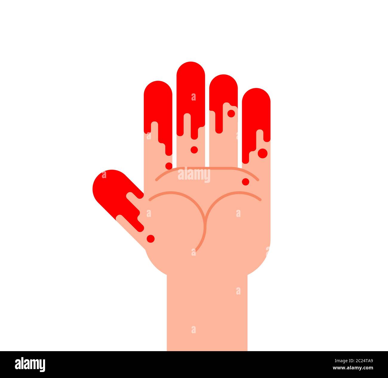 Hand in blood isolated. blood on fingers. vector illustration Stock