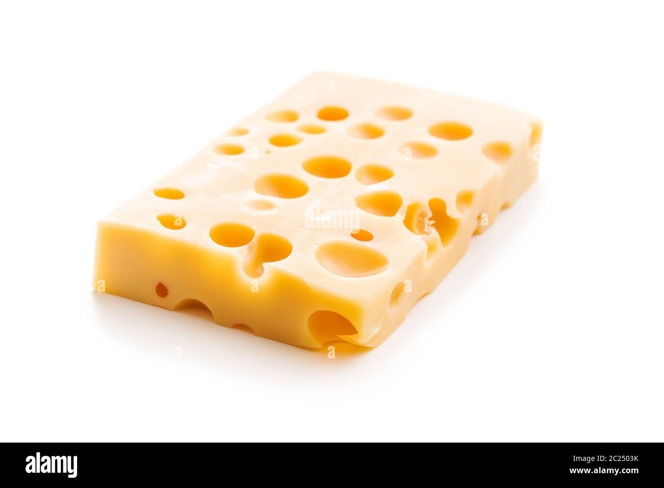 Block of tasty cheese isolated on white background Stock Photo Alamy