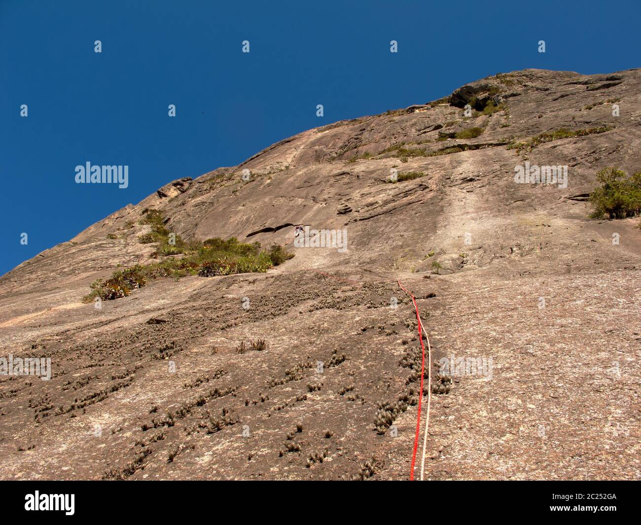 Rock climber climbing a sloping rock wall in Brazil Stock Photo Alamy