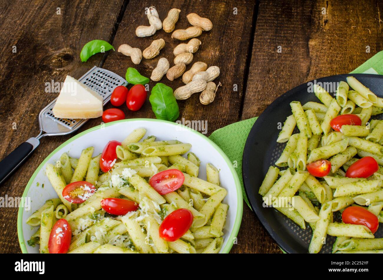 Fresh italien pasta with basil, tomato and parmesan cheese Stock Photo ...