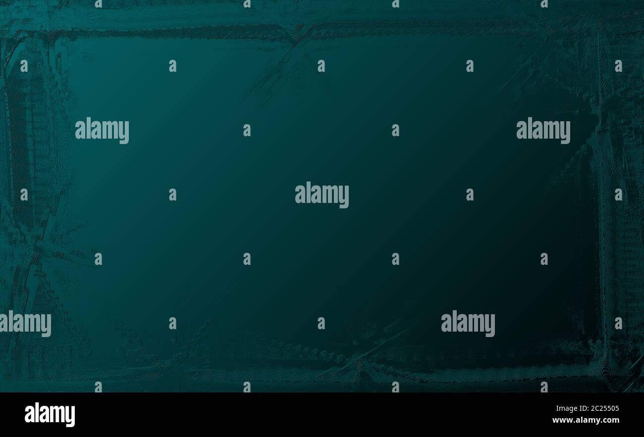 Dark teal background graphic with grunge border and blank area with space for your text, copy Stock Photo