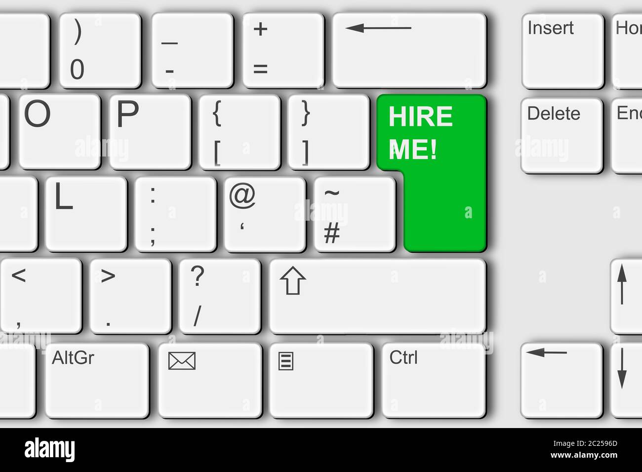 Hire me concept PC computer keyboard illustration Stock Photo
