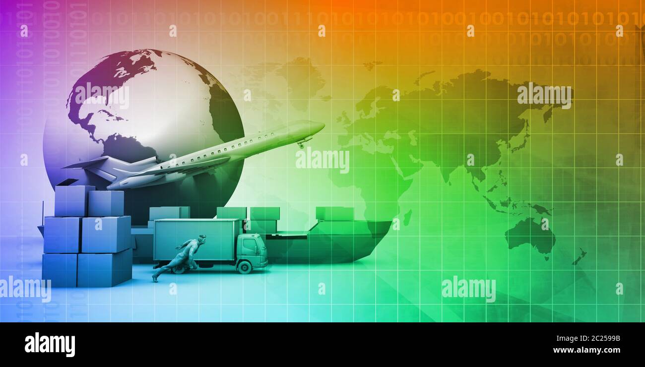 Supply Chain Software Solution for Global Network Concept Stock Photo