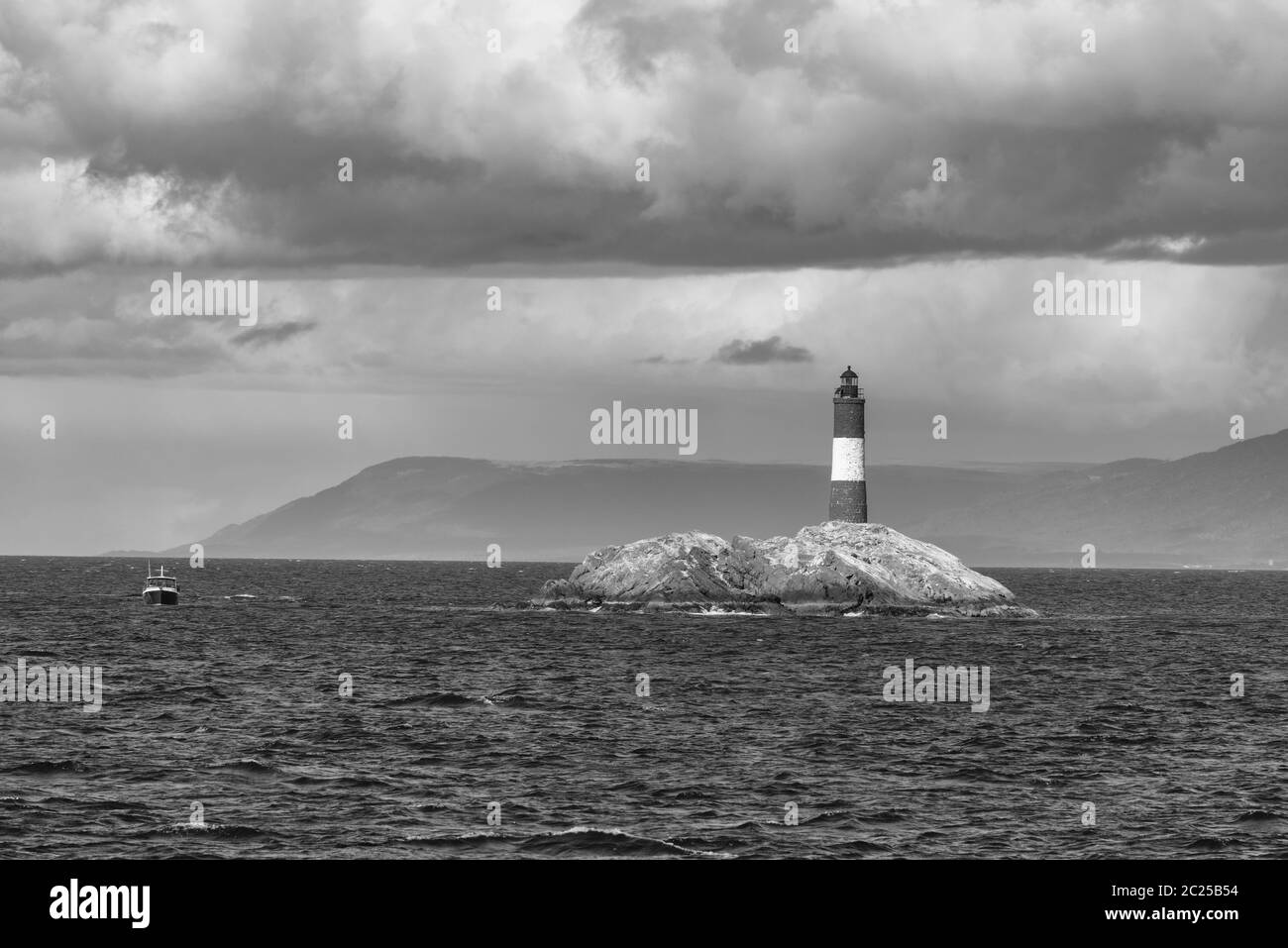 Les Eclaireurs Lighthouse near Ushuaia in Beagle Channel, Argentina Stock Photo